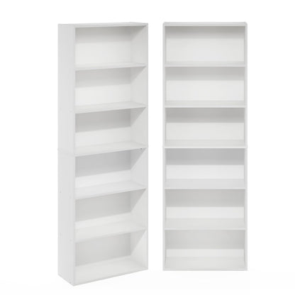 JAYA Book Shelf Set of 2, 6-Tier Bookshelf, Bookcase, White