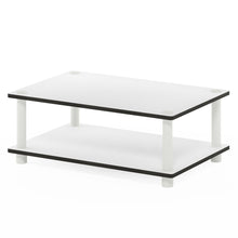 2-Tier Modern Coffee Table with Open Shelf, Plain White