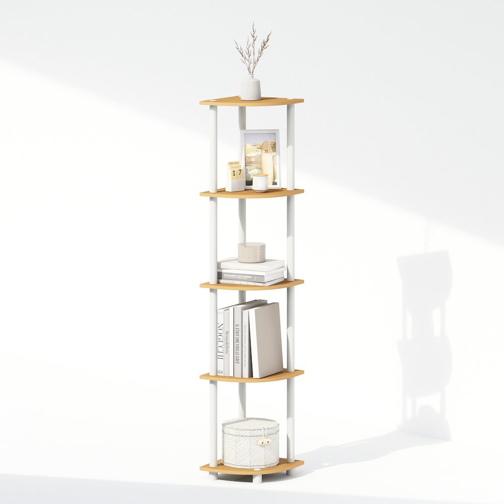Corner Shelf, 5-Tier Corner Display Rack, Shelving Unit, Light Beech
