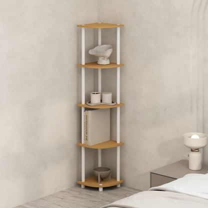 Corner Shelf, 5-Tier Corner Display Rack, Shelving Unit, Light Beech