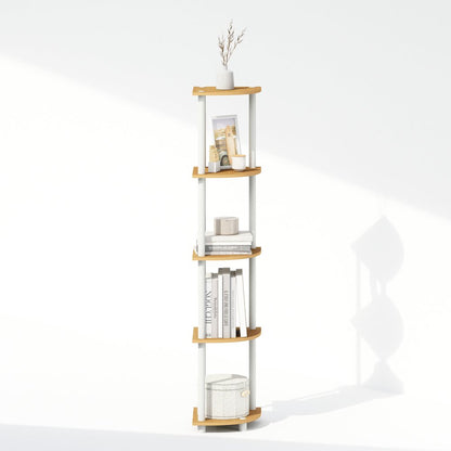 Corner Shelf, 5-Tier Corner Display Rack, Shelving Unit, Light Beech