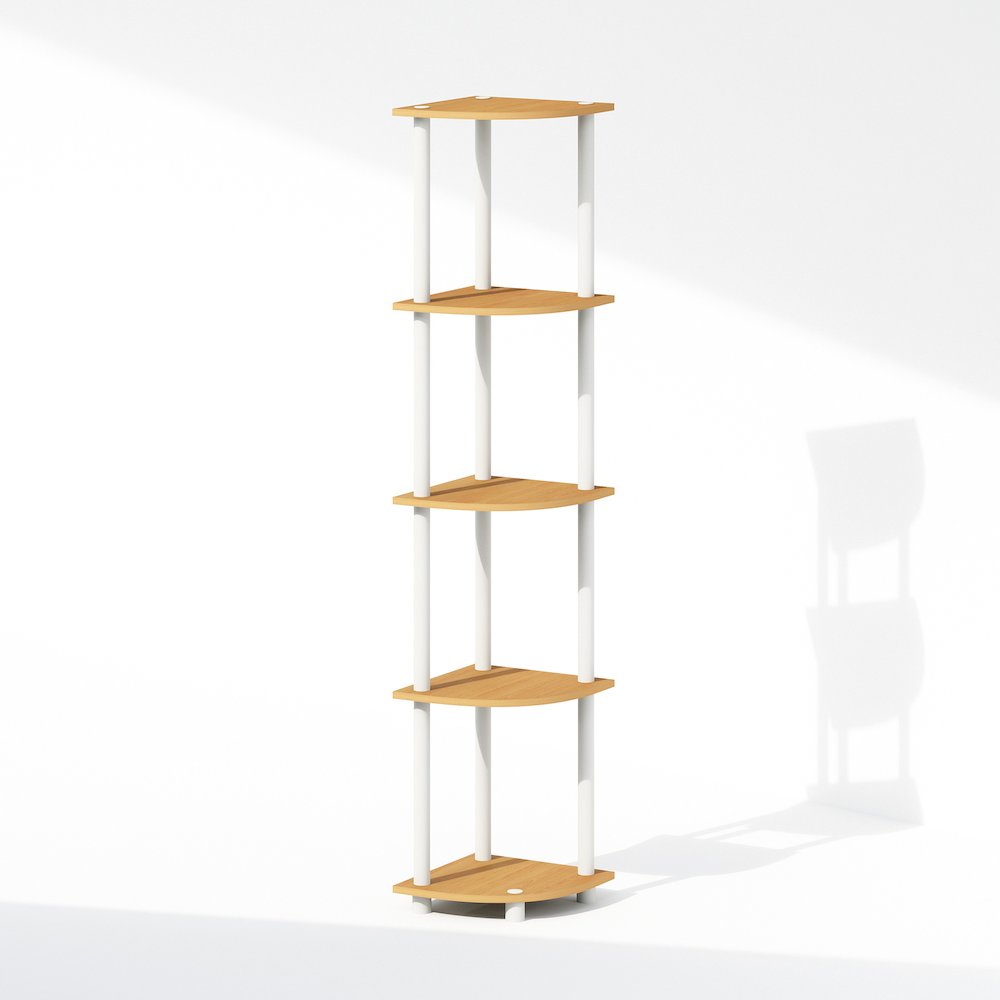 Corner Shelf, 5-Tier Corner Display Rack, Shelving Unit, Light Beech