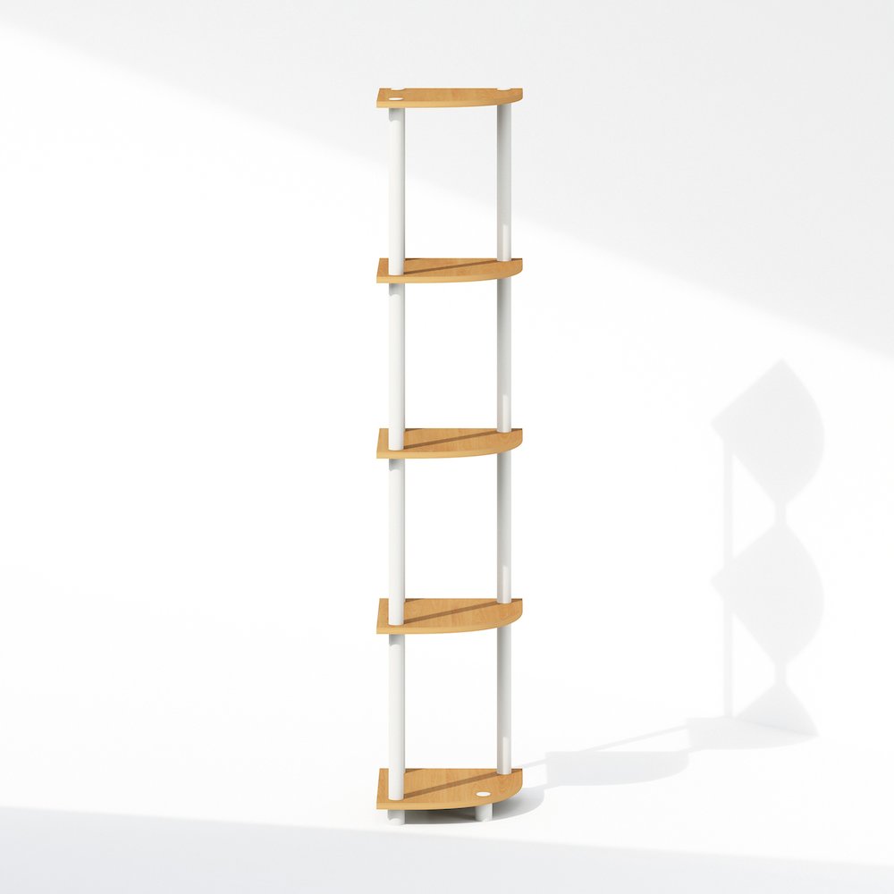 Corner Shelf, 5-Tier Corner Display Rack, Shelving Unit, Light Beech