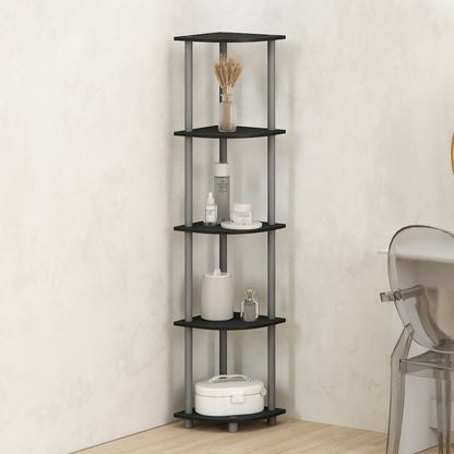 Corner Shelf, 5-Tier Corner Display Rack, Shelving Unit, Plain Black