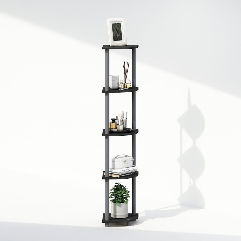 Corner Shelf, 5-Tier Corner Display Rack, Shelving Unit, Plain Black