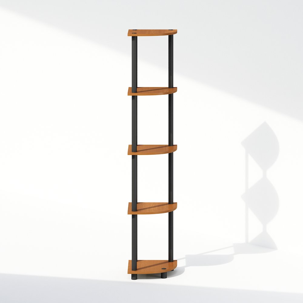 Corner Shelf, 5-Tier Corner Display Rack, Shelving Unit, Light Cherry Oak