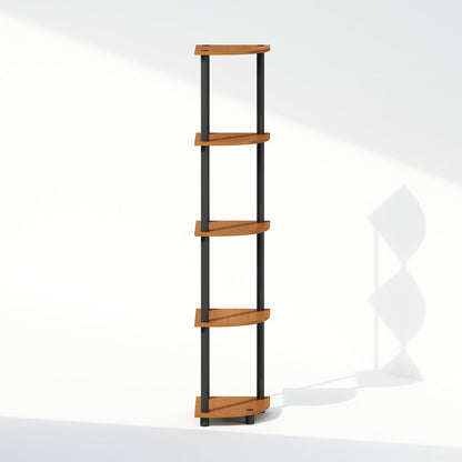 Corner Shelf, 5-Tier Corner Display Rack, Shelving Unit, Light Cherry Oak