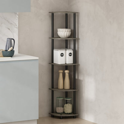 Corner Shelf, 5-Tier Corner Display Rack, Shelving Unit, Grey Oak