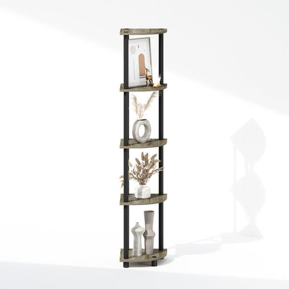 Corner Shelf, 5-Tier Corner Display Rack, Shelving Unit, Grey Oak