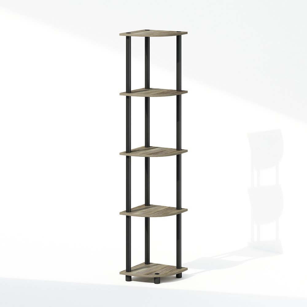 Corner Shelf, 5-Tier Corner Display Rack, Shelving Unit, Grey Oak