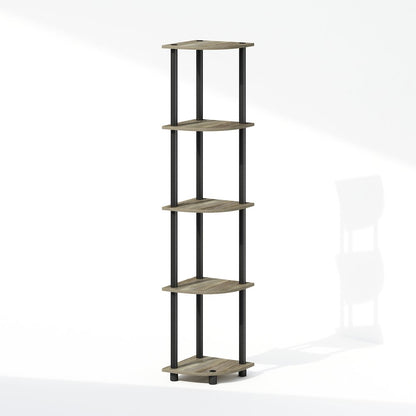 Corner Shelf, 5-Tier Corner Display Rack, Shelving Unit, Grey Oak