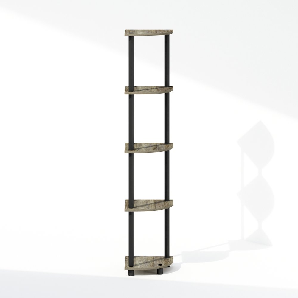 Corner Shelf, 5-Tier Corner Display Rack, Shelving Unit, Grey Oak