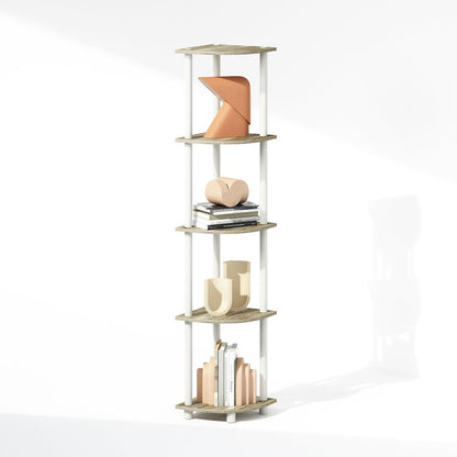 Corner Shelf, 5-Tier Corner Display Rack, Shelving Unit, Light Oak