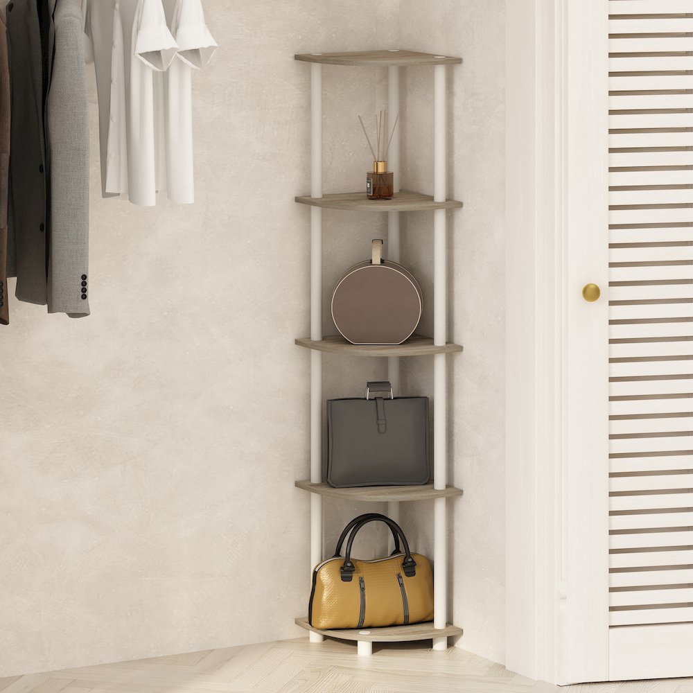 Corner Shelf, 5-Tier Corner Display Rack, Shelving Unit, Light Oak