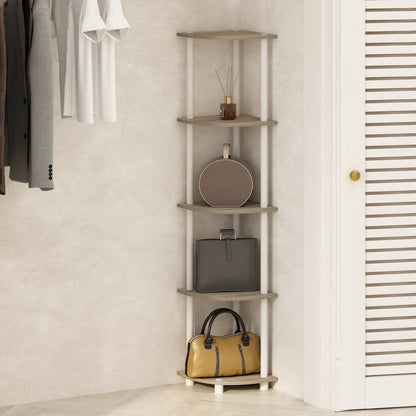Corner Shelf, 5-Tier Corner Display Rack, Shelving Unit, Light Oak