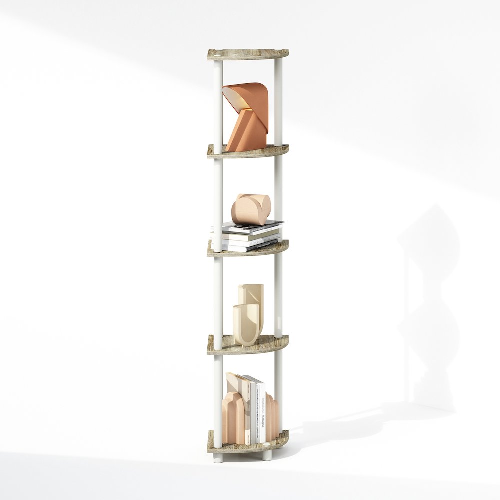Corner Shelf, 5-Tier Corner Display Rack, Shelving Unit, Light Oak