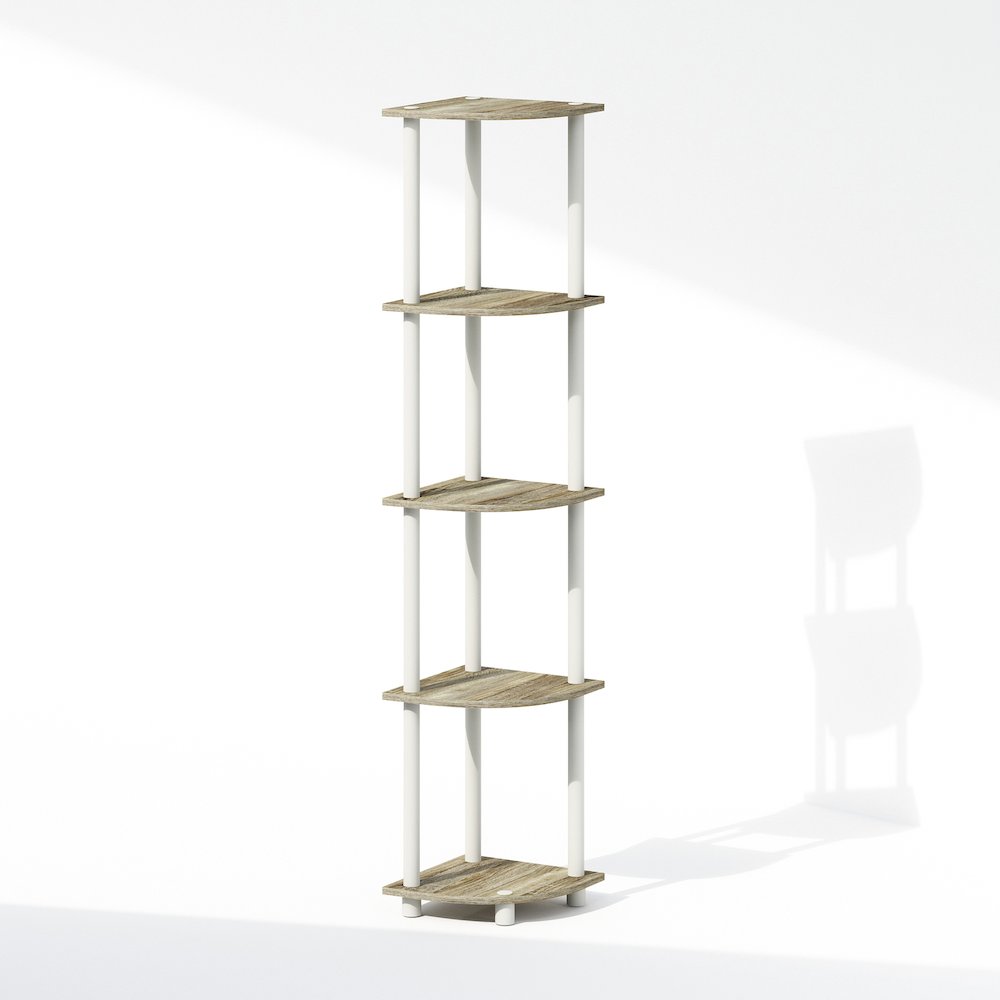 Corner Shelf, 5-Tier Corner Display Rack, Shelving Unit, Light Oak