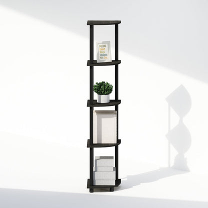 Corner Shelf, 5-Tier Corner Bookshelf, Open Storage Shelves, Black Espresso