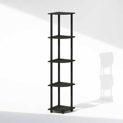 Corner Shelf, 5-Tier Corner Bookshelf, Open Storage Shelves, Black Espresso