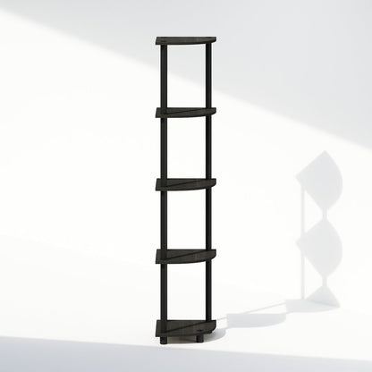 Corner Shelf, 5-Tier Corner Bookshelf, Open Storage Shelves, Black Espresso