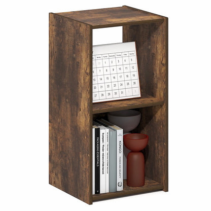PELLI Book Shelf, 2 Cube Bookshelf with Open Back & Closed Back Cubes