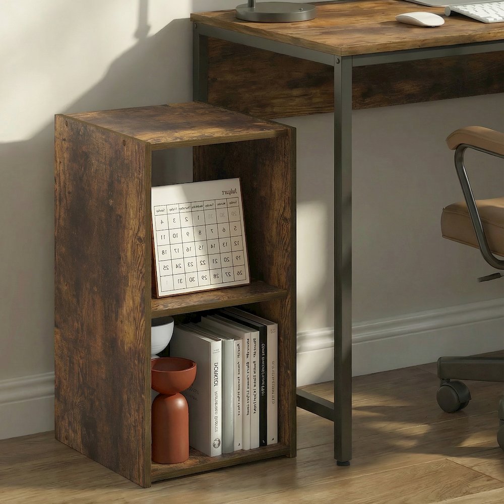 PELLI Book Shelf, 2 Cube Bookshelf with Open Back & Closed Back Cubes