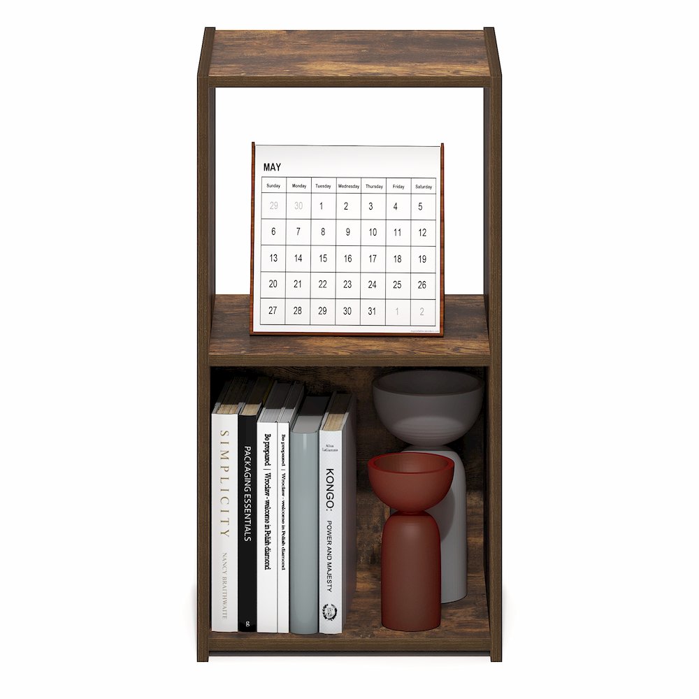 PELLI Book Shelf, 2 Cube Bookshelf with Open Back & Closed Back Cubes