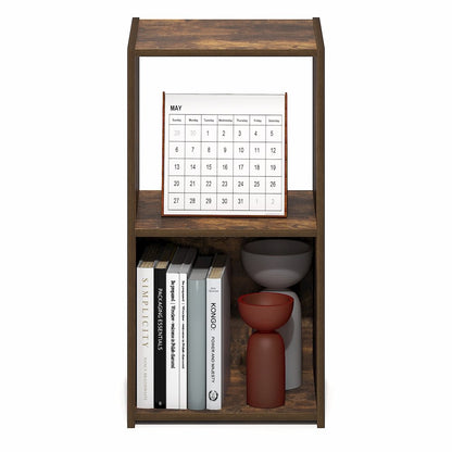 PELLI Book Shelf, 2 Cube Bookshelf with Open Back & Closed Back Cubes