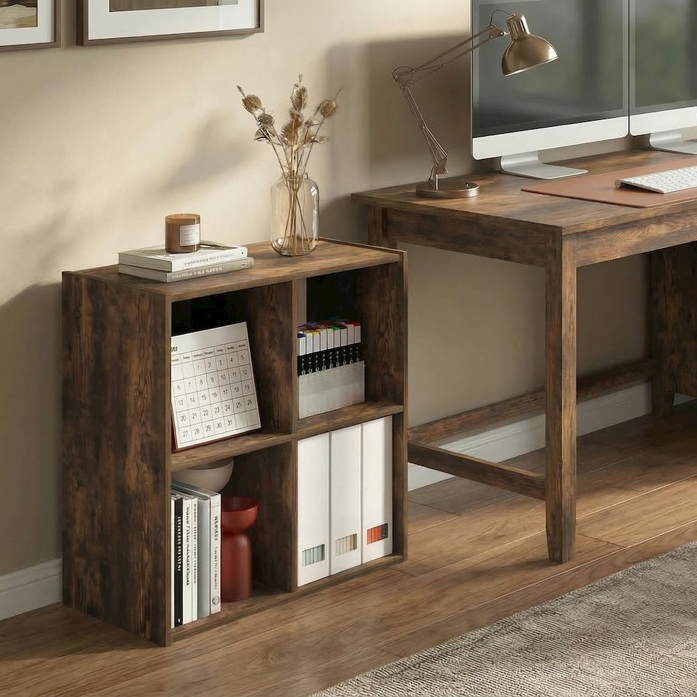 PELLI Book Shelf, 4 Cube Bookshelf with Open Back & Closed Back Cubes