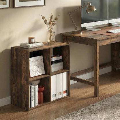 PELLI Book Shelf, 4 Cube Bookshelf with Open Back & Closed Back Cubes