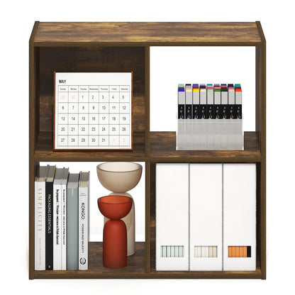 PELLI Book Shelf, 4 Cube Bookshelf with Open Back & Closed Back Cubes
