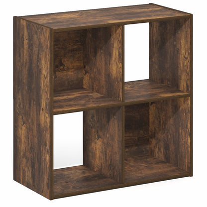 PELLI Book Shelf, 4 Cube Bookshelf with Open Back & Closed Back Cubes