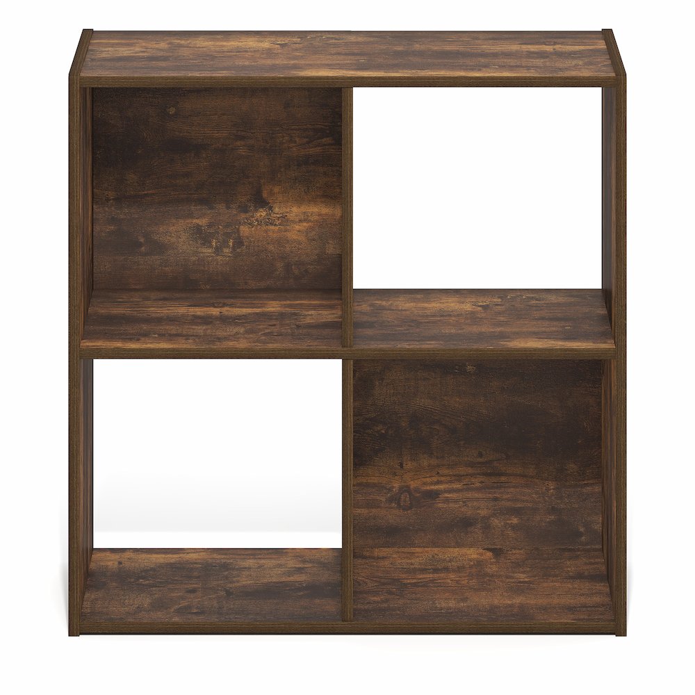 PELLI Book Shelf, 4 Cube Bookshelf with Open Back & Closed Back Cubes