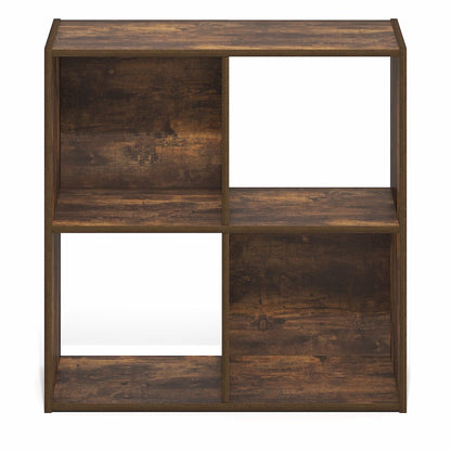 PELLI Book Shelf, 4 Cube Bookshelf with Open Back & Closed Back Cubes