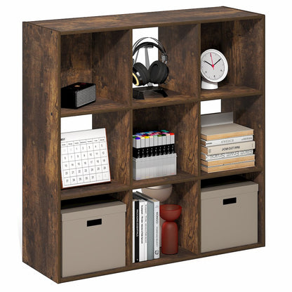 PELLI Book Shelf, 9-Cube Bookshelf, 3x3 Cube Storage Organizer Bookcase