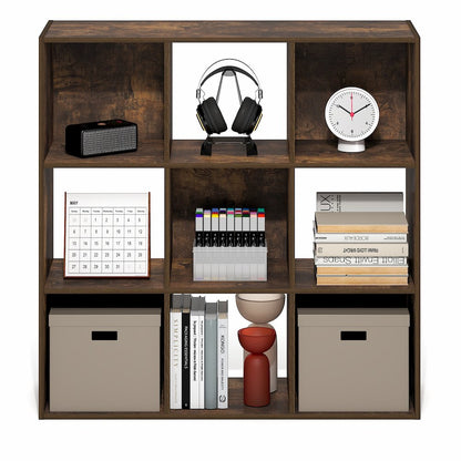 PELLI Book Shelf, 9-Cube Bookshelf, 3x3 Cube Storage Organizer Bookcase