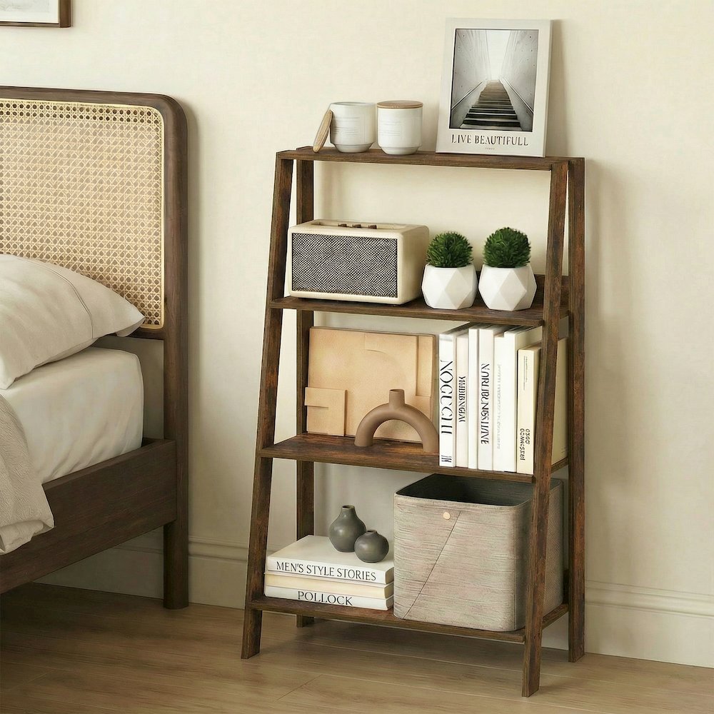 LADDER Shelf, 4-Tier Ladder Book Shelf, Open Frame Design Bookcase, Storage Rack