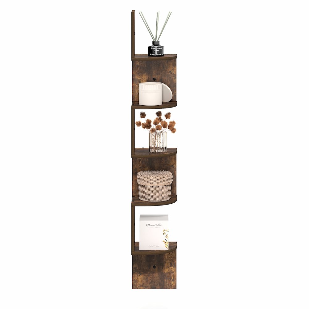 ROSSI Floating Book Shelves for Wall, 5-Tier Zigzag Corner Shelf Wall Mounted