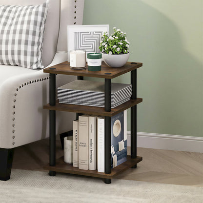 TURN-N-TUBE Side Table, 3-Tier Square Modern End Table, Night Stand