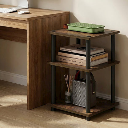 TURN-N-TUBE Side Table, 3-Tier Square Modern End Table, Night Stand