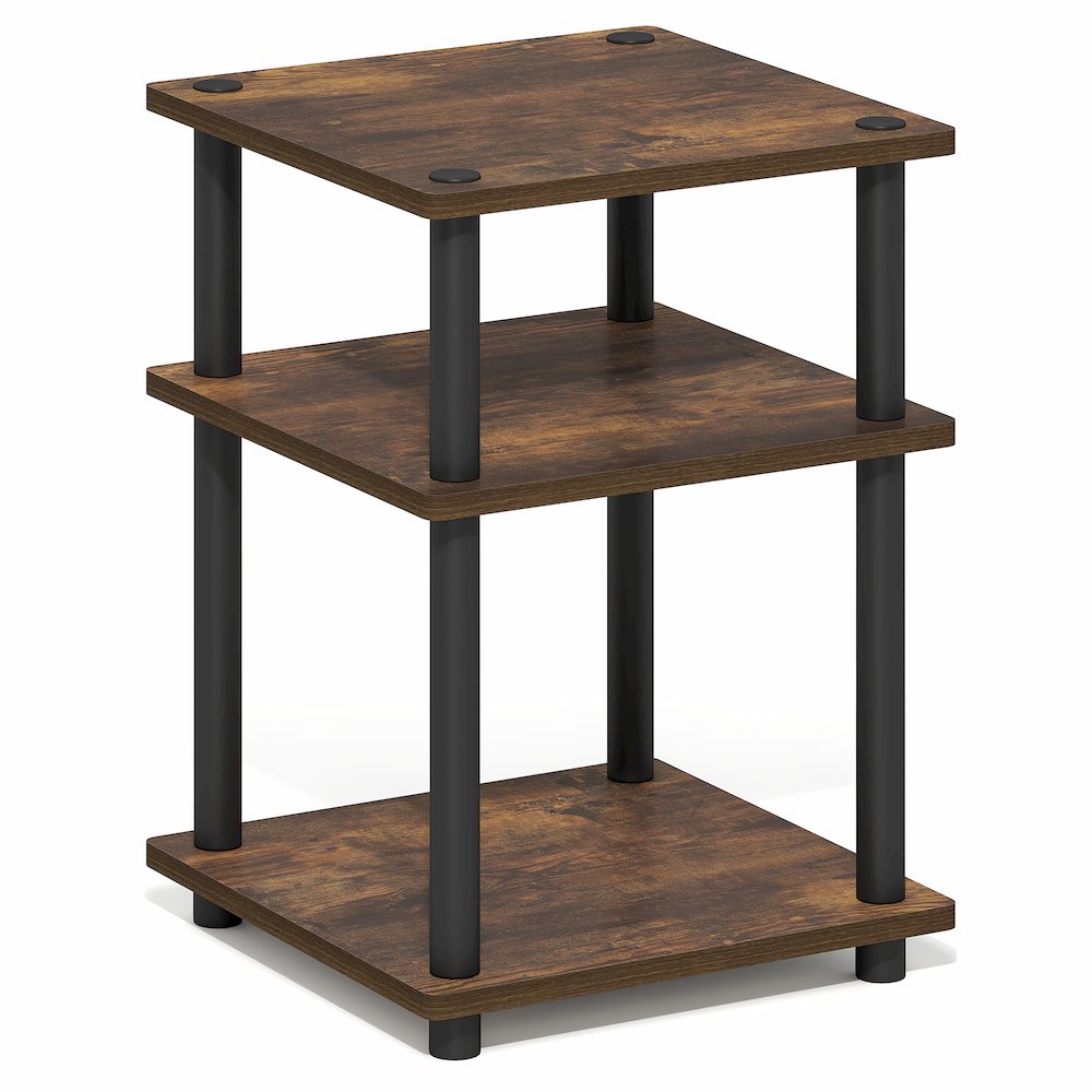TURN-N-TUBE Side Table, 3-Tier Square Modern End Table, Night Stand