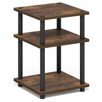 TURN-N-TUBE Side Table, 3-Tier Square Modern End Table, Night Stand