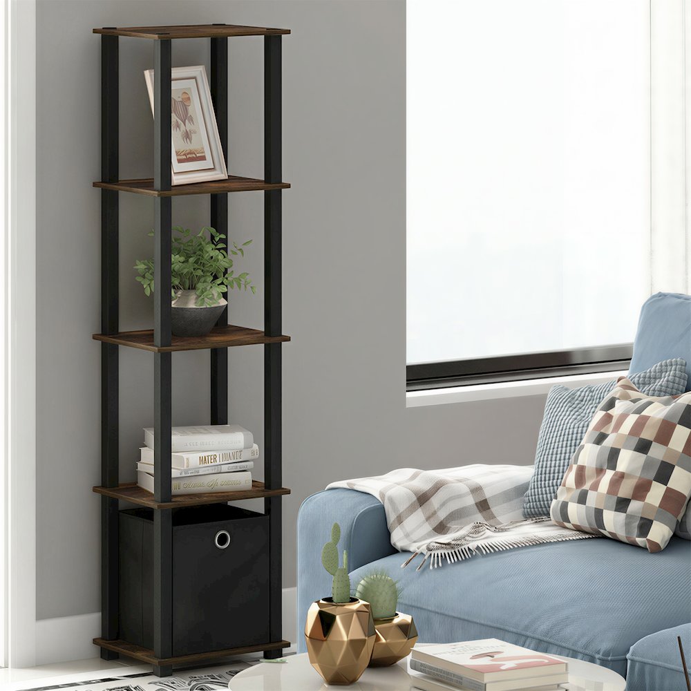TURN-N-TUBE Book Shelf, 5-Tier Square Open Frame Display Shelf, Shelving Unit