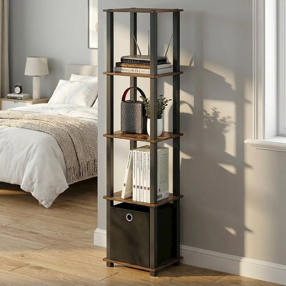 TURN-N-TUBE Book Shelf, 5-Tier Square Open Frame Display Shelf, Shelving Unit