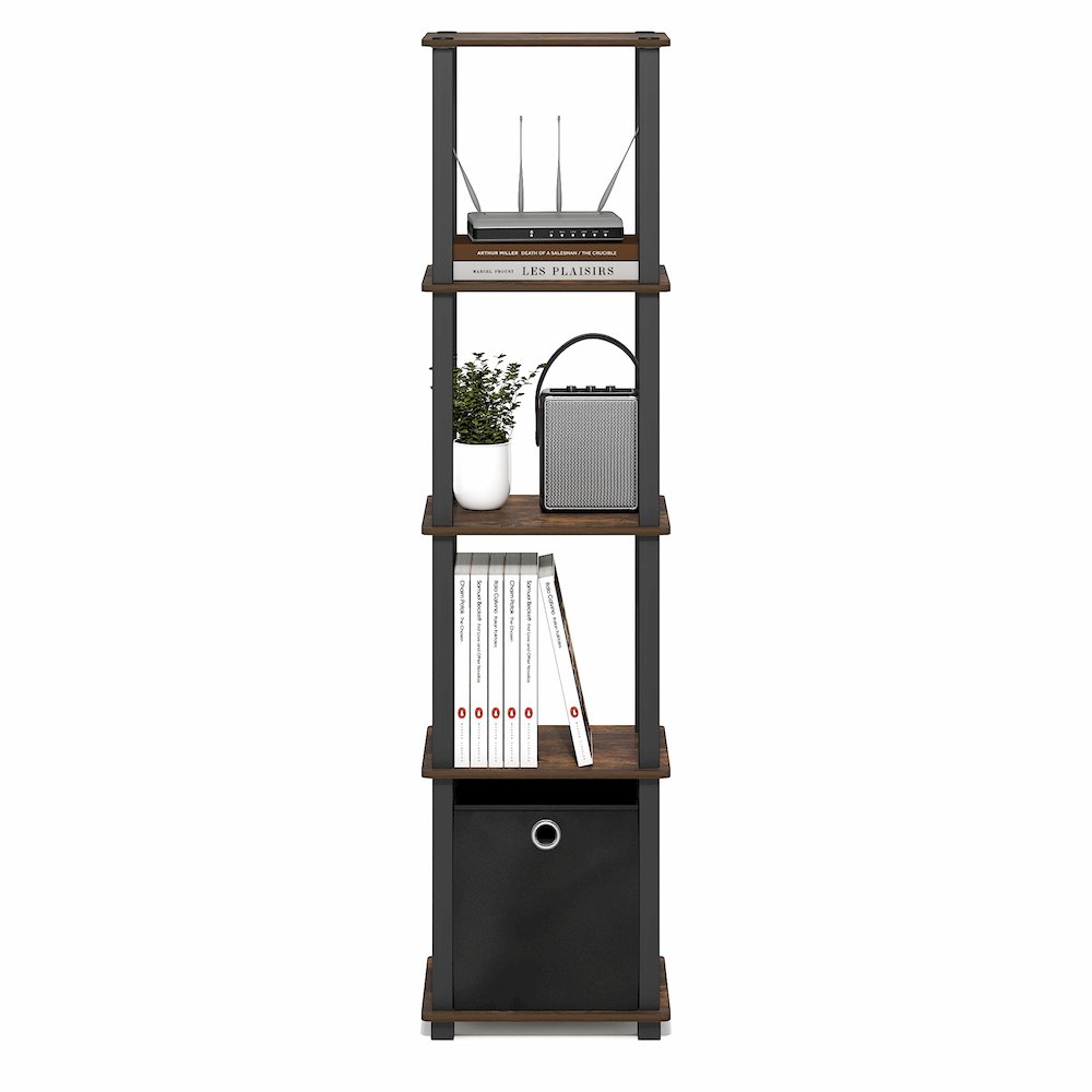 TURN-N-TUBE Book Shelf, 5-Tier Square Open Frame Display Shelf, Shelving Unit