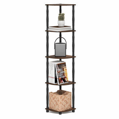 TURN-N-TUBE Storage Shelves, 5-Tier Corner Book Shelf, Standing Corner Shelf
