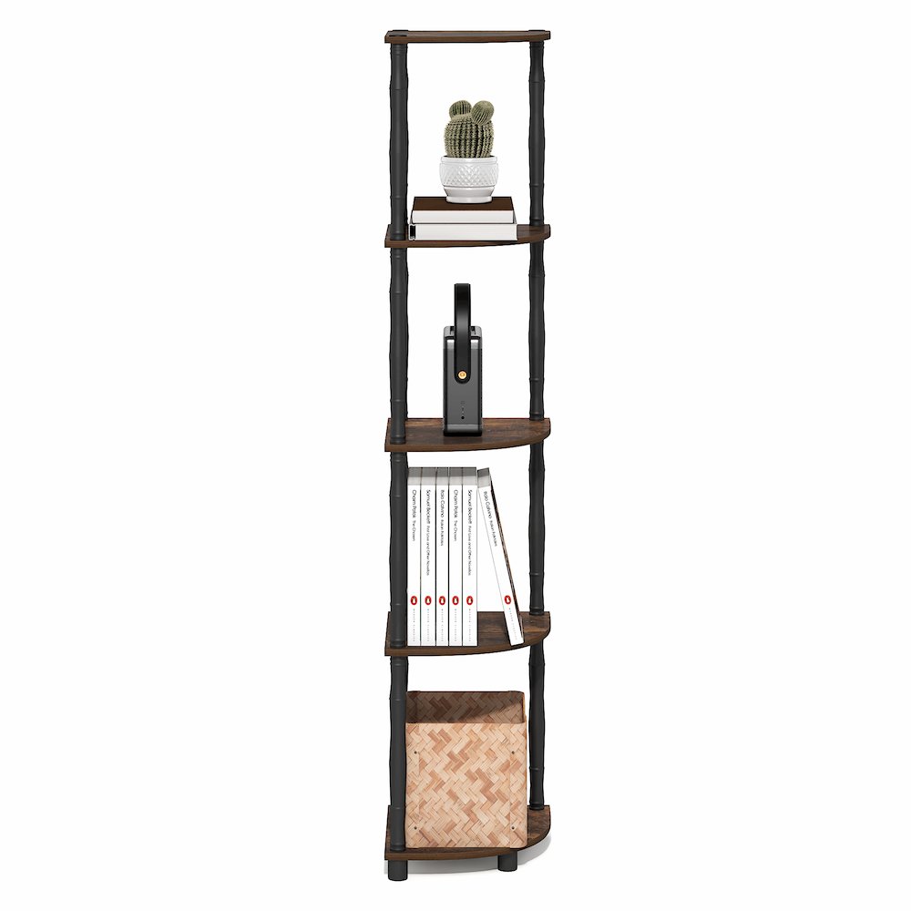 TURN-N-TUBE Storage Shelves, 5-Tier Corner Book Shelf, Standing Corner Shelf