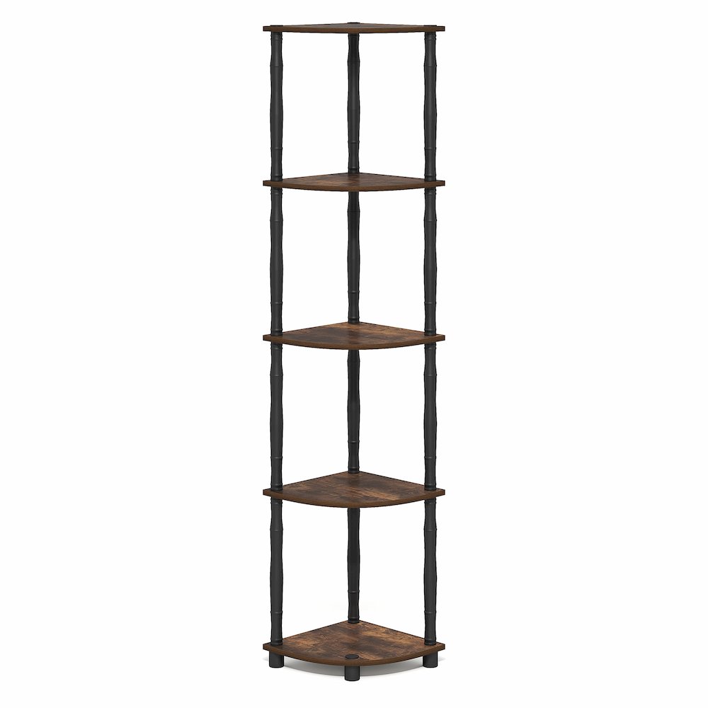 TURN-N-TUBE Storage Shelves, 5-Tier Corner Book Shelf, Standing Corner Shelf