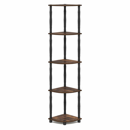 TURN-N-TUBE Storage Shelves, 5-Tier Corner Book Shelf, Standing Corner Shelf