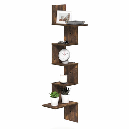 ROSSI Corner Floating Shelves for Wall, 5-Tier Corner Rectangular Wall Shelf